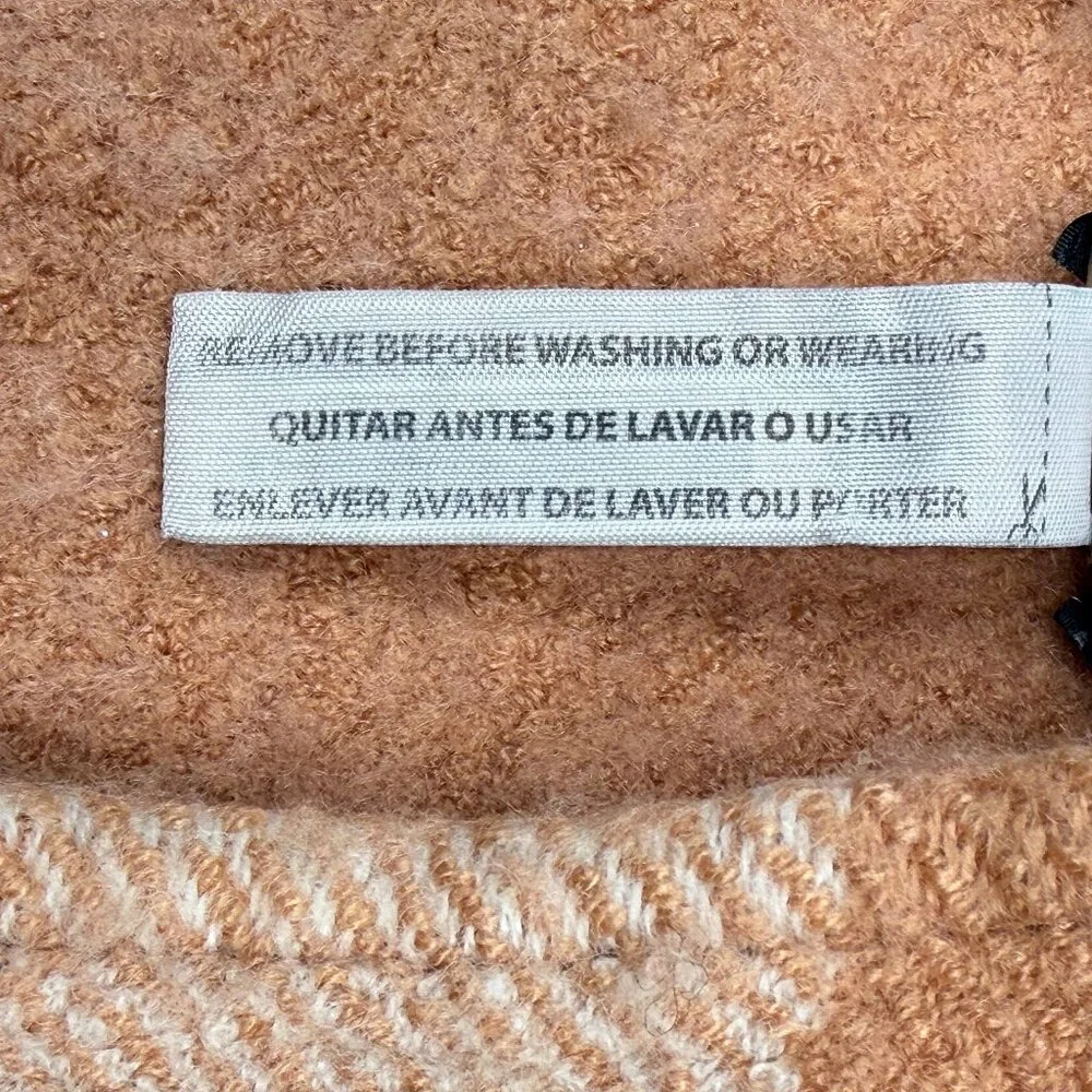 J. Crew Soft Wool Blend‎ Plaid Tartan Fringe Open-Front Wrap Cape Shawl - NWOT